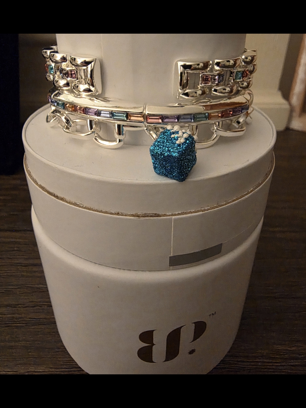 BP Silver Chain Bracelet with Multicolor Gem Accents